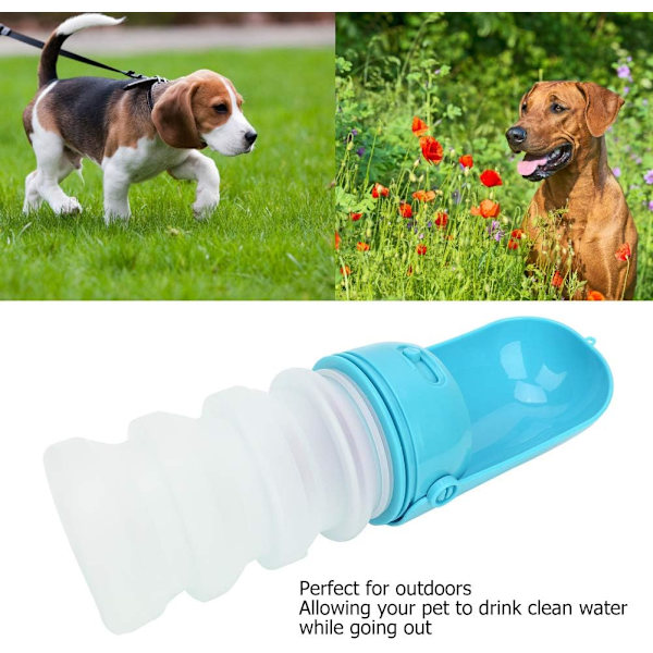 Silikone kæledyrskedel 350ml bærbar sammenklappelig kedel til hunde katte lavet af silikone blå