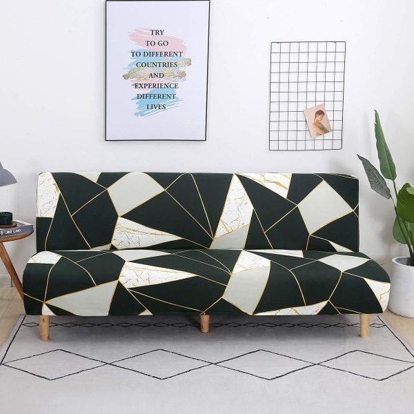 Armløs Sofaovertræk 3 Personers Stretch Sofaovertræk Hele Vejen Rundt Foldbar Sofa Beskytter, Universal Geometrisk Mønster Skridsikker Sofa Håndklæde 190-210cm (Farve Bl