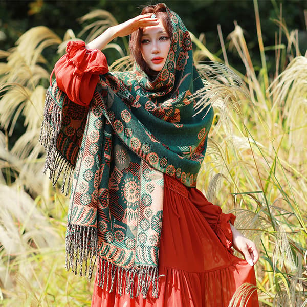 Oversized myke boho skjerf og sjal