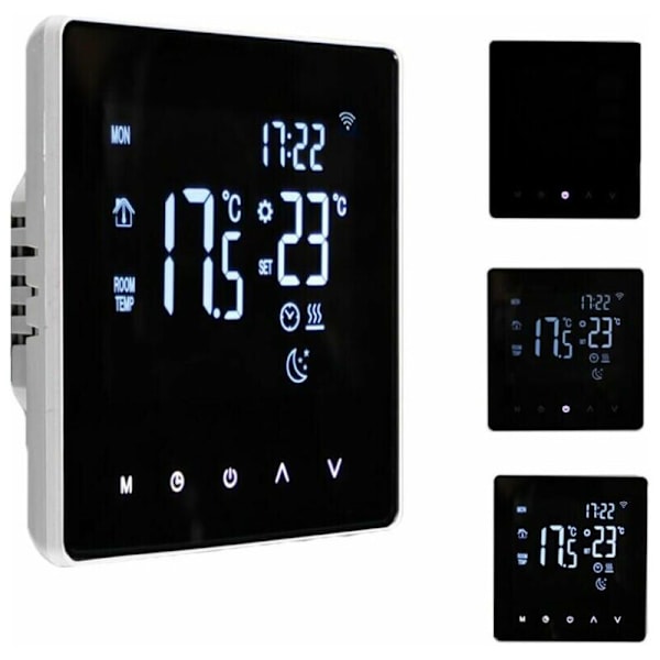 WiFi Smart Termostat - Temperaturkontroll för Elektrisk Uppvärmning med LCD-Display, Touchskärm, Veckoschema och Appstyrning - Lämplig för Hem