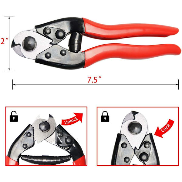 Tunga kabelavbitare med spärrmekanism för aluminium/koppar kablar upp till 240mm²