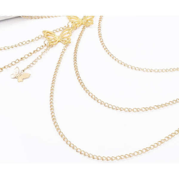 Bohemian Butterfly Body Chain Gold Leg Chains Disco Lårkjeder Elastiske Smykker for Kvinner og Jenter