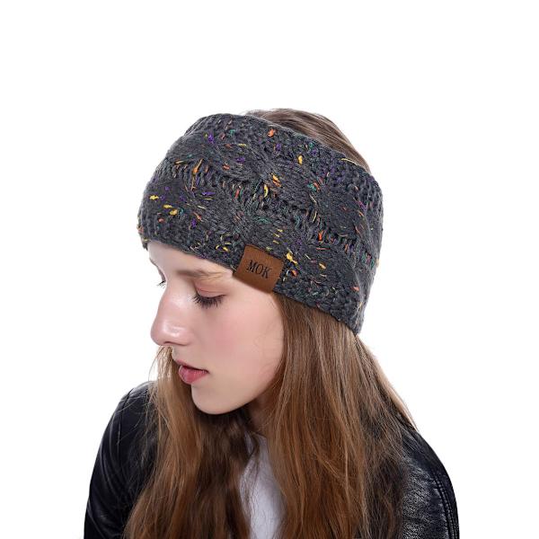 Dame Vinter Kabel Strikket Hodebånd, 1 PC Mote Grå Blomster Varm Øre Strikket Varm Twist Hodebånd Dame Hodebånd Vinter Utesport Ski Ørevarmer