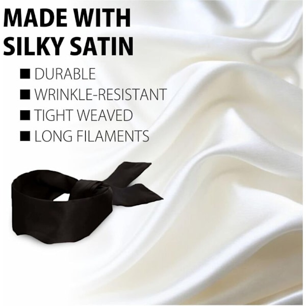 2 stk. i silkesatin, øjenmaske, sovemaske, blød satindækning, silke sovemaske, Valentinsdagsgave, 160 cm (2 sorte stk.)