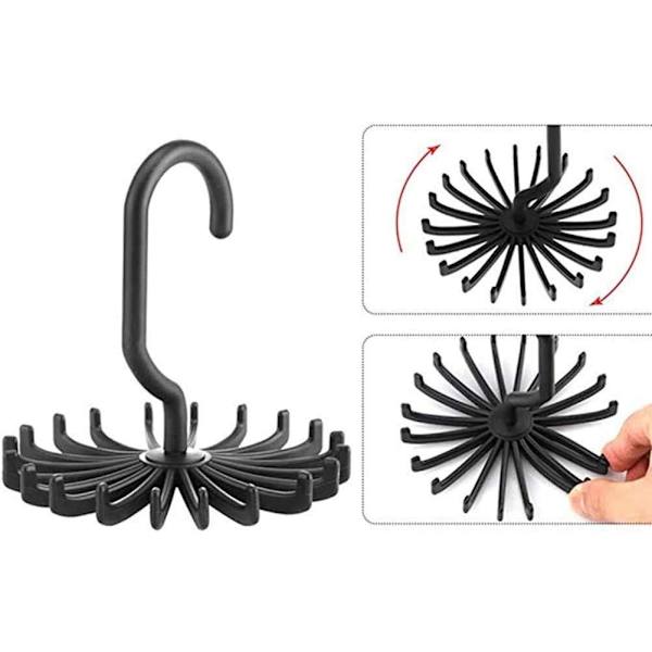 Roterbar slipshållare för garderobsorganisering, justerbar multifunktionshållare för slipsar, bälten, 2-PACK