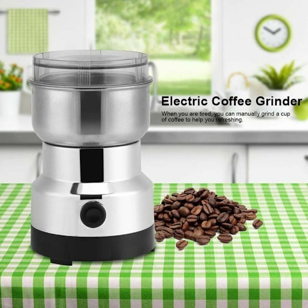 220V elektrisk kaffekvern, kaffebønneknuser mat rustfritt stål knuser kaffekvern og elektrisk mikser for kaffekorn linfrø nøtter krydder og annet