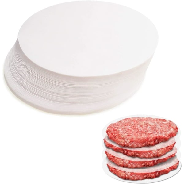 Burgerpapper, Runda Pergamentpapper, Non-Stick Pappersskivor för Perfekta Hamburgare, Cheeseburgare, Patties - Vaxpapper Non-Stick Papper Bakpapper