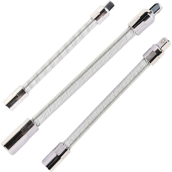 Joustavien ruostumattomasta teräksestä valmistettujen jatkovarsien sarja 3 kpl, hopea 1/4\" 3/8\" 1/2\"