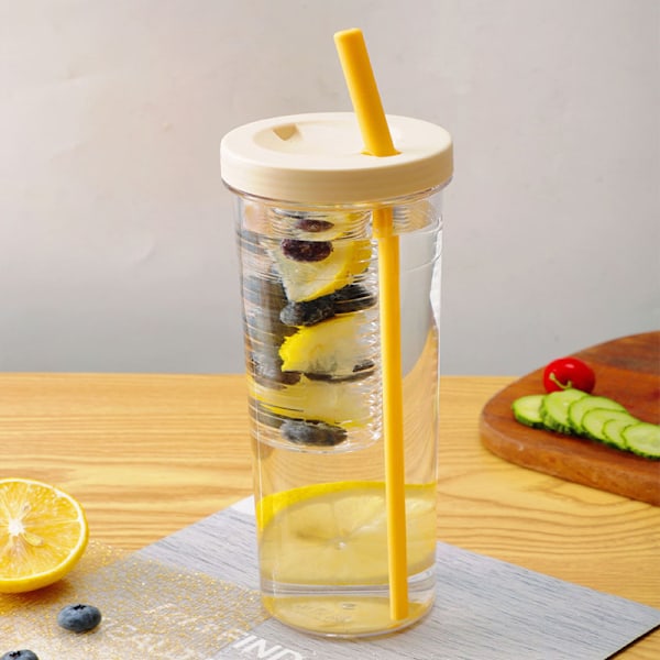 Vannflaske med sugerør og infuser 700ml Daisy Yellow