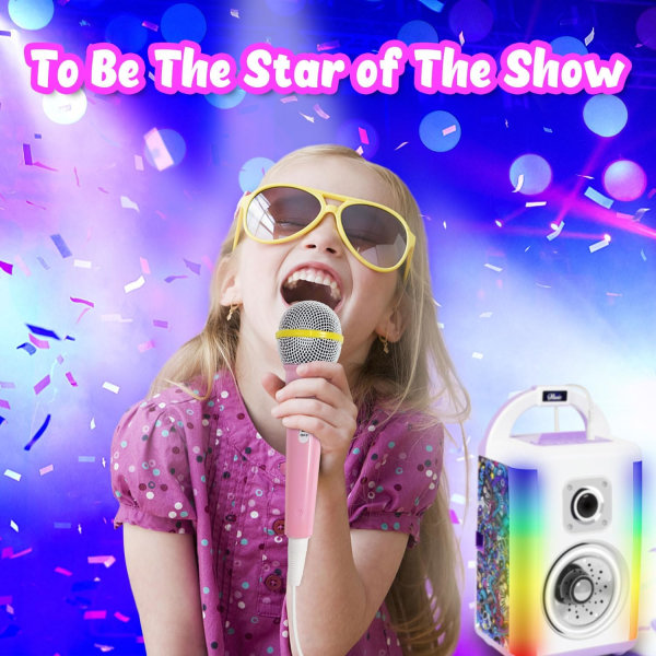 Karaoke-maskin for barn med 2 mikrofoner, avspillingsmikrofon for barn 3-5 år, sangmikrofonleketøy for småbarn, flott bursdagsgave for gutt