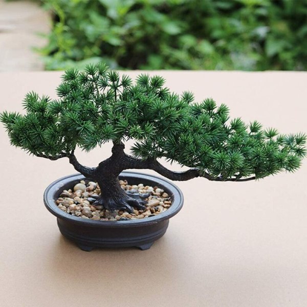 Kunstig Bonsai Træ Falsk Plante Dekoration Potte Kunstige Hjemmeplanter Japansk Fyr Bonsai Plante 19cm Højde 34cm Bredde til Hjemmedekoration Dis