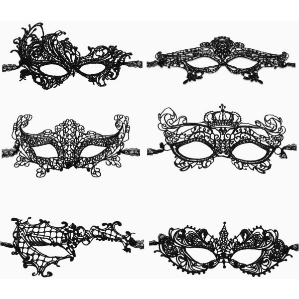 Venetian Mask，6 Pieces Masquerade Ball Mask Lace Mask Venetian Masquerade Mask Sexy Lace Mask for Evening Party Prom Ballet