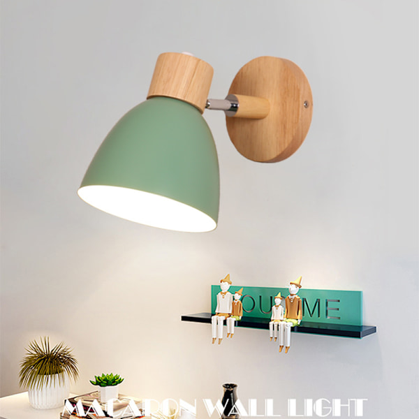 Nordisk macaron metal væglampe, soveværelseslampe, moderne enkel grøn børnelampe (pære ikke inkluderet)