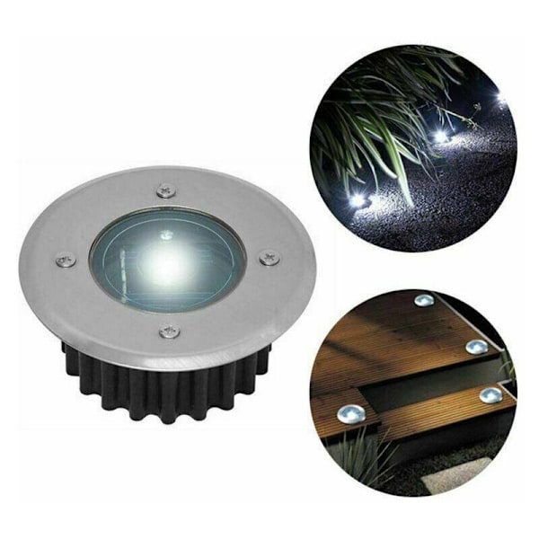 Sæt med 6 solcelle LED spots indbygget - jord - diameter: 85 mm - rund - udvendig resistent over for base - rustfri stål facade