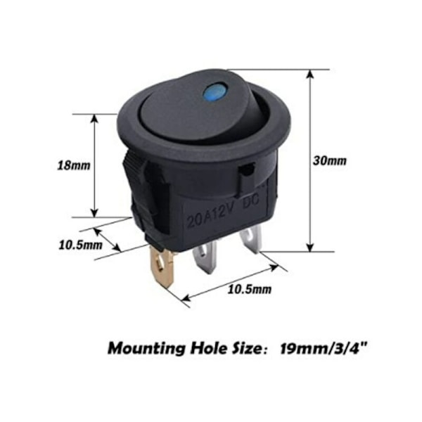 8 stk. LED vippekontakt, 12V afbryder til bil DC 12 V 20 A ON/OFF SELV vippekontakt SPST PUBLOID ROUR knap Husholdningsapparater