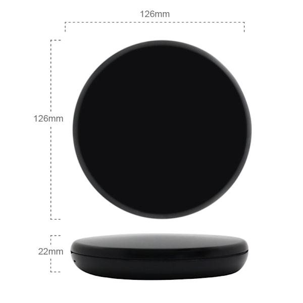 LED-valolla varustettu taskupeili, 1x/2x suurennos - Suuri luonnonvalolla varustettu kädessä pidettävä meikkpeili, halkaisija 5 tuumaa, kompakti ja kannettava matkoille (musta)
