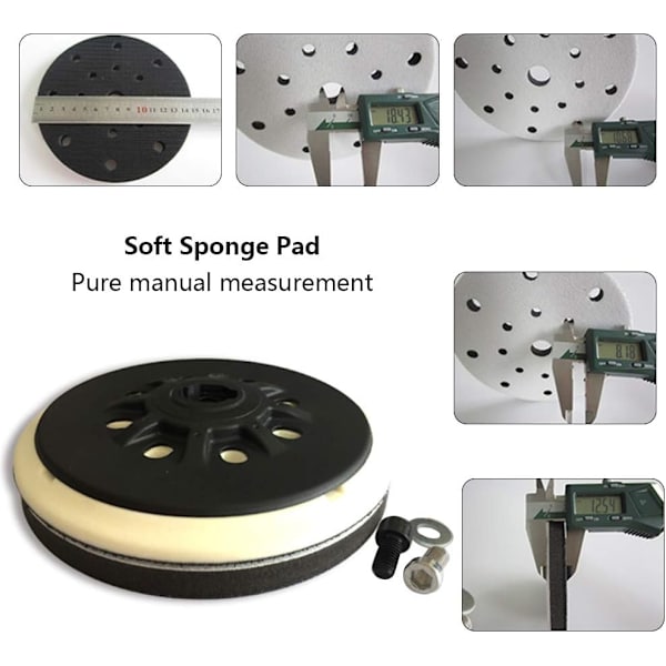 Mjukt slippapper, 150 mm mjuka slippapper gränssnittsdynor mjuk svampdiameter 150 mm (17 hål)