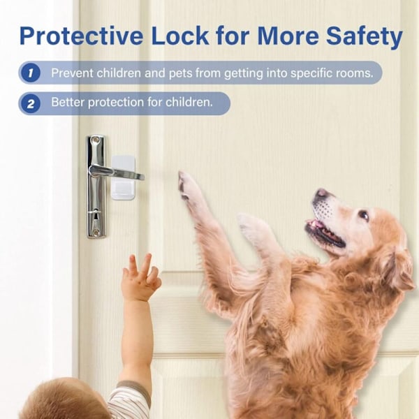 Dørhåndtaklås, 2 stk. BEBE SECURITY Porte Bloc, Barnesikring, Anti-Outocollant (Hvit) Anti-Overture Dørlås (Hvit)