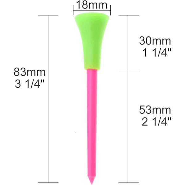 50 stk. holdbare golf gummipuder lange top tilfældige farve tees multi farve plastik golf tees professionelle tilfældige farve golf øvelse for golfspiller, pakke med