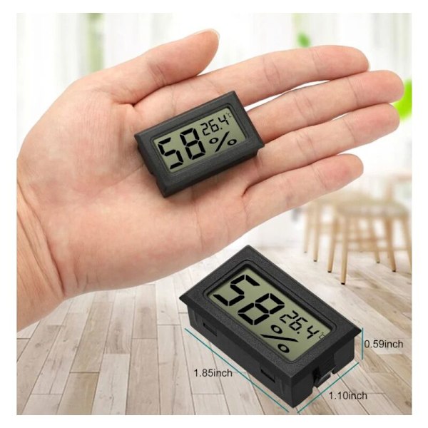 Mini Hygrometer Termometer Digital Inomhus Fuktighetsmätare med Temperatursensor för Växthus Bil Hemmakontor, Celsius (°C)