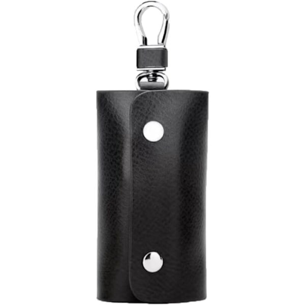 (Musta 5,5 cm x 2,5 cm x 10,3 cm) Aitoa nahkaa oleva auton avainkotelo, auton avaimen kantolaukku etäisyysnahkatasku miehille vetoketjullinen avainkotelo, sopii miehille ja