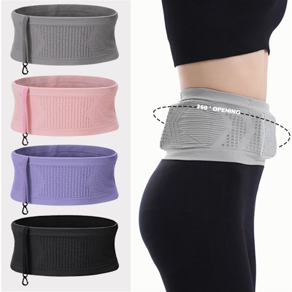 Multifunktionell stickad andningsbar osynlig midjeväska tunn midjeväska hängande krok för cykling fitness (färg: rosa 110-130 catties)