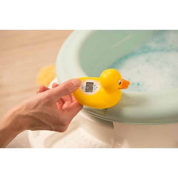 Badeand termometer med digital målefunktion, til en ideel badetemperatur, gul