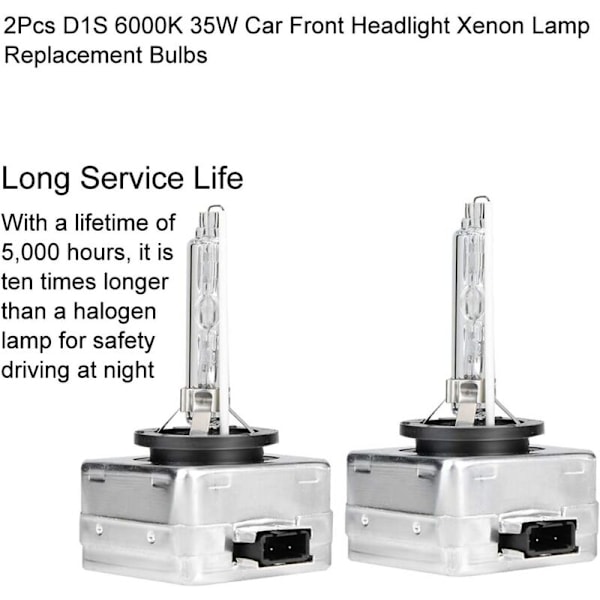 2 stk. D1S 6000K 35W Fordel ved udskiftning af xenonlamper til billygter