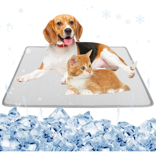 Dog Cooling Mat, Pet Self Cooling Pad Mats for Dogs, Dog Cooling Bed Cool Mats for Pets Small Medium Large Dogs Indoor Outdoor Summer (S, Grey)