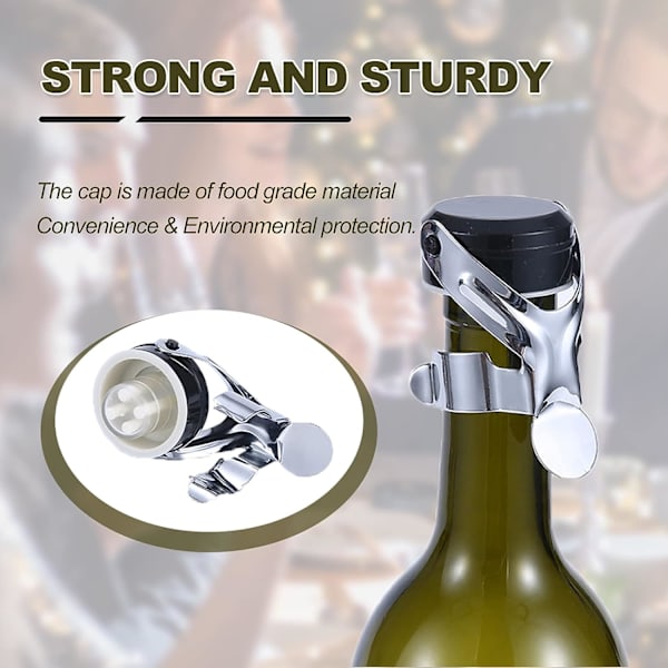 Champagne korkpropp 4 stycken mousserande vin rostfritt stål champagneproppar med inbyggd tryckpump används för att försegla champagne mousserande vin(