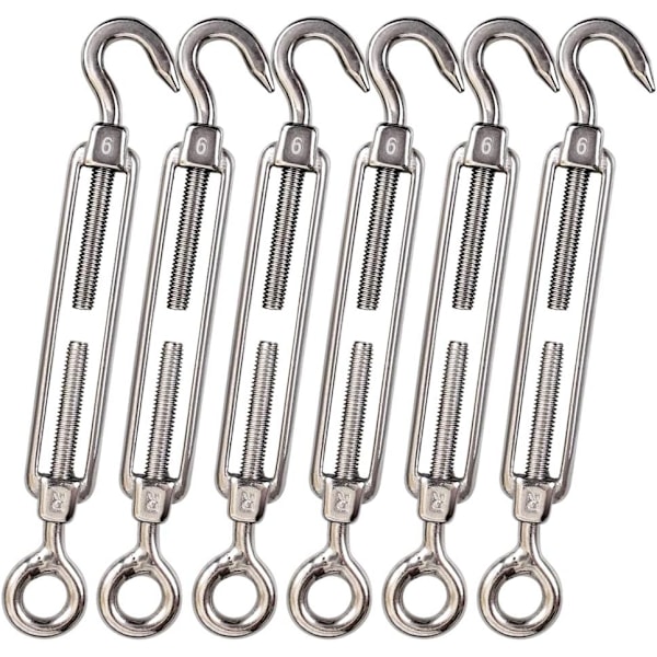 M6 Krog  Øje / C til o spændebøjle 304 Rustfrit stål, hardware kit til Wire Rope spænding Heavy Duty, til Solskærm, teltinstallation, anti - rust,