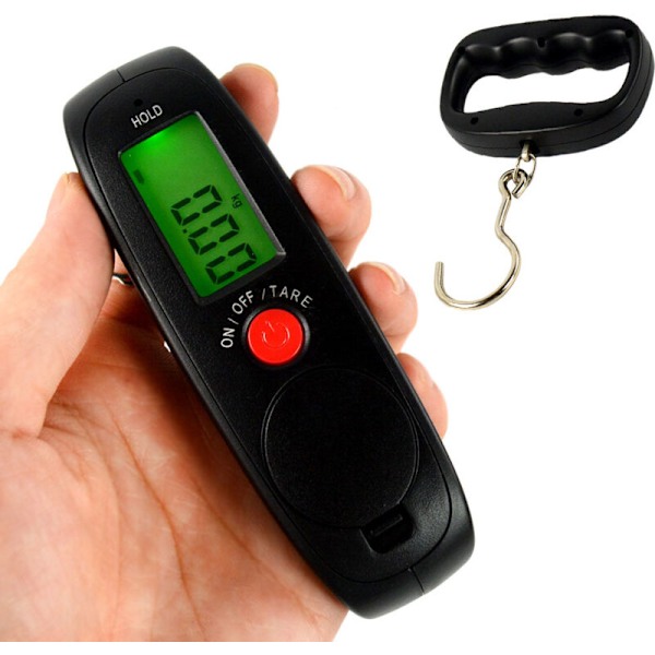 Bærbar elektronisk bagasjevekt, mini bagasjevekt med krok, digital bagasjevekt med LCD-skjerm, høypresisjonssensor