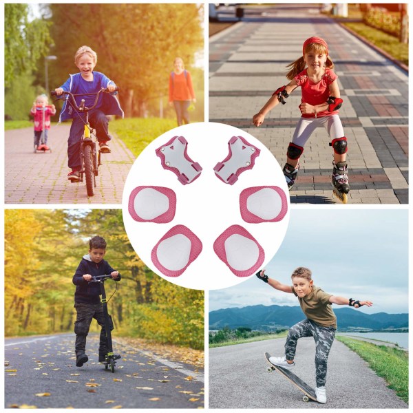 Sportsbeskyttelsesutstyr skøytepute 6 deler justerbare knebeskyttere for barn albuebeskyttere håndleddsputer sett for sykkelrulleskøyter