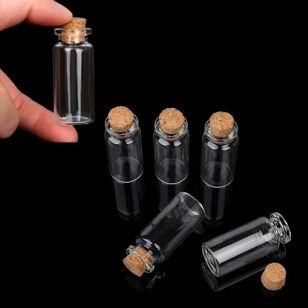 18 stk. mini glassflasker med 10 ml prøvebeholdere med kork, glassflasker med 10 ml tomme prøver, mini flasker med kork for DIY de