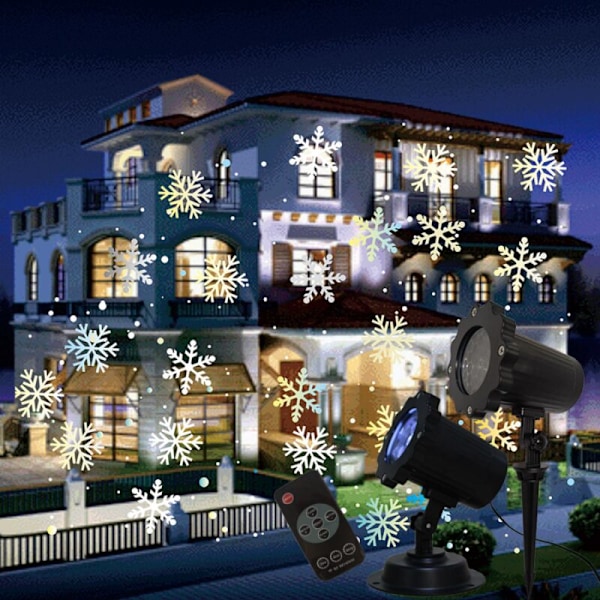 Jul LED-projektor för utomhusbruk, vattentät projektor med fjärrkontroll, jul- och Halloween-dekorationsprojektor för inomhusfestival