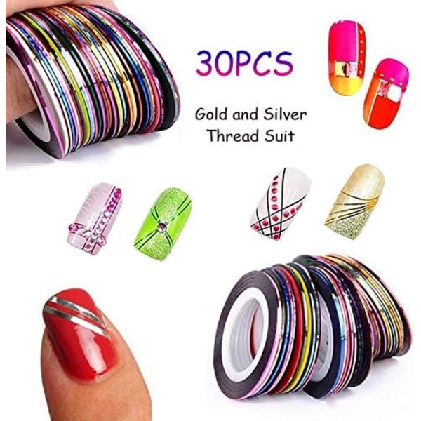 Nagelkonstset, Nagelkonstset, med 15 penslar, 5 prickpennor, 10 remsor, 3 nagelstrassboxar, Professionellt nagelkonsttillbehör