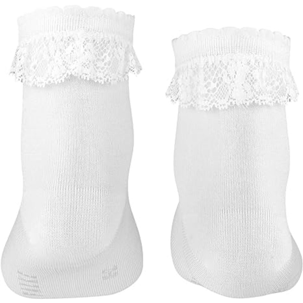 1 pari romanttisia unisex-sukkia lapsille valkoista puuvillaa vahvistettu hieno ilman kuviota röyhelöillä reunoilla