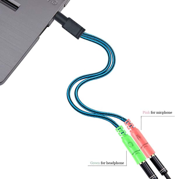Adapter Dobbel Jack Mikrofon Headset PC 3.5mm Hann til Dobbel Hunn Splitter Audio Splitter Kabel Fungerer på PS4 eller Xbox Controller, PC, Smartphone,