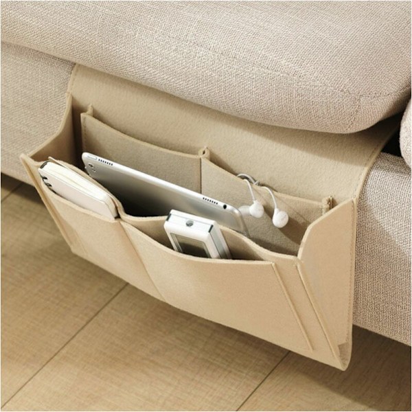 Beige - 32x20x10cm, sängficka, filt, färdig att hänga, 5 fack, soffförvaring