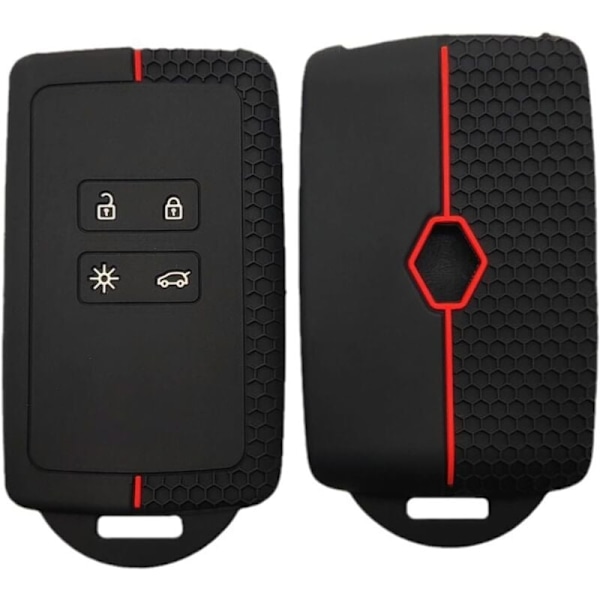 Bilnøgle Etui Kompatibel til Renault Clio Megane Koleos Kadjar Kangoo Twingo Talisman Captur Espace Dacia Duster Silikone Bilnøgle Cover (Sort-1 stk)