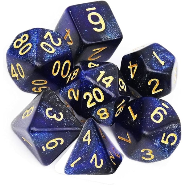 7 stk. (blå sort) polyhedral terninger D20 D12 D10 D8 D6 D4 16mm akryl terningesæt til Dungeons and Dragons DND terninger RPG MTG brætspil dobbelt farve