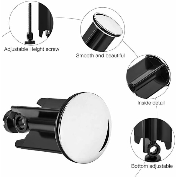 40mm 2 stk Premium Universal Vask Avløpsplugg, rustfritt og anti-kalk, for bidetvask, bad