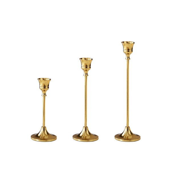 Guld kandelaber avsmalnande kandelaber Set med 3 bordsplatser för bröllopsfest Jul Halloween påsk Hem Mantel Dekoration