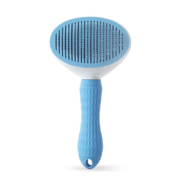 Cat Grooming Brush, Self-Cleaning Smooth Brush for Dogs and Cats Pet Brush Tool Gently Removes Loose Undercoat, Mat Tangled Hair Massage-Self (Blue)