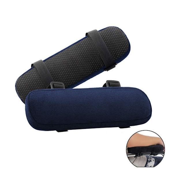 Set om 2 - Marinblå - Ca 23,5 * 7,5 * 3 cm - Armstöd för kontor - Armstödskudde för kontorsstol - Kontorsstolskudde, C