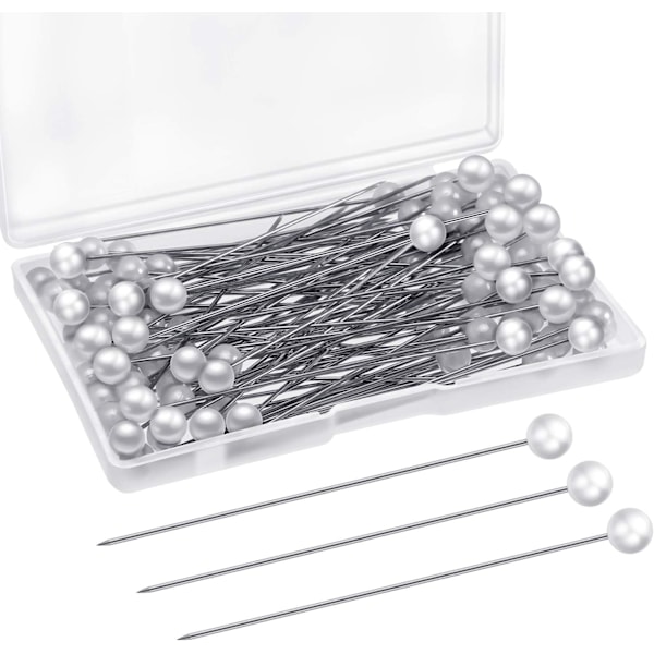 Pins Dråpeformet Perlehodepinner Bryllupsbukett Pins Hvite Rett Hodepinner for DIY Håndverk Smykkefremstilling Sying Bryllupsblomsterdekorasjoner (100 Pie