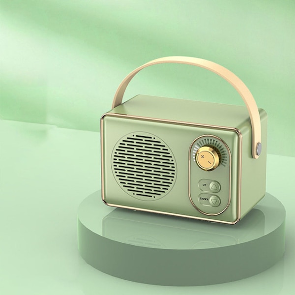 Mini Bluetooth-högtalare, 5W Högtalare med 6 Timmars Speltid, Retro Bluetooth-högtalare, Vintage, 10m Sändningsavstånd, Campingdekoration (Grön)