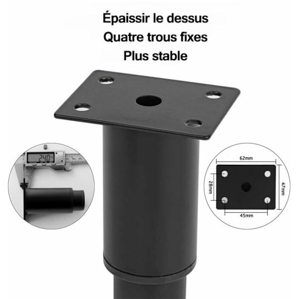 Justerbare møbelben 180mm til 300mm koldvalset stål sæt med 4 egnet til seng sofa bord skab
