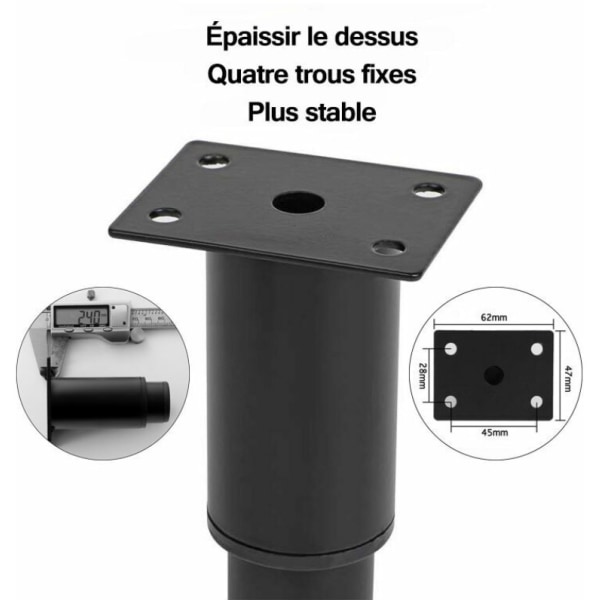 Säädettävät huonekalujalat 180mm - 300mm kylmävalssattua terästä, 4 kappaleen sarja, sopii sänkyyn, sohvaan, pöytään, kaappiin