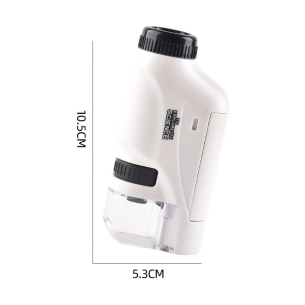Hvit lommemikroskop Mini håndholdt mikroskop med LED-lys P